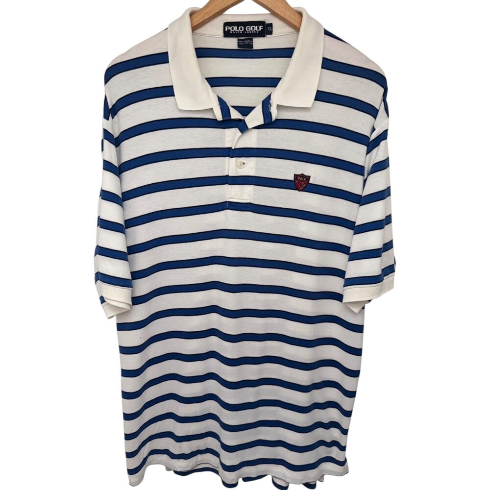 Ralph Lauren Polo Men's XL White Blue Embroidered Crest Logo